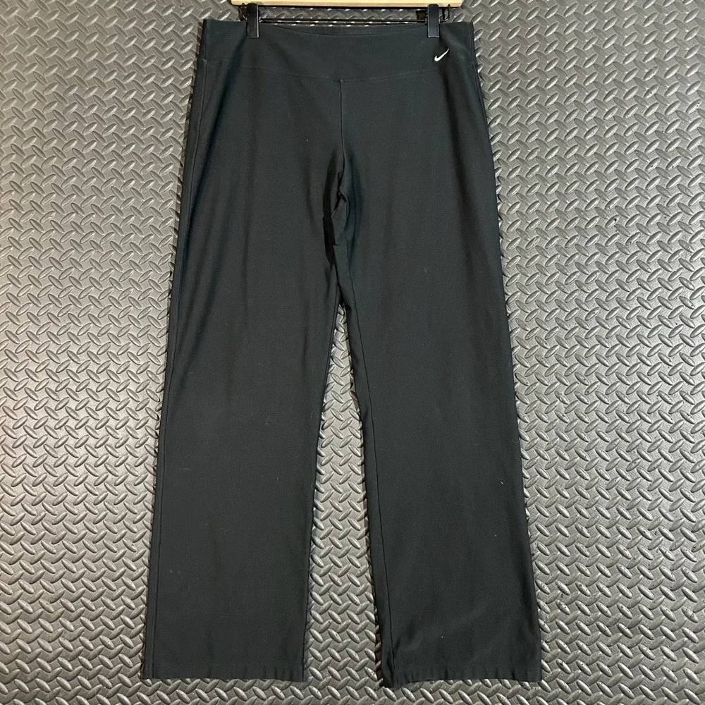Y2K Nike Dri-Fit‎ Black Wide Leg Leggings Stretchy Active Women's Size Large